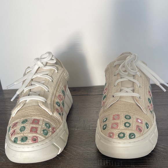 Free People Catch Me If You Can Mirror Combo Crochet Sneakers Size 38 US 8 Boho - Picture 2 of 10